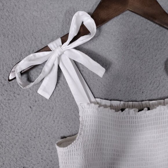 NWT 🤍Andrew Marc New York Dress Women's Medium White Eyelet Tie-Shoulder - Picture 4 of 15